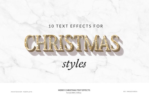 圣诞节主题文本效果图层样式设计素材模板 Merry Christmas Text Effects
