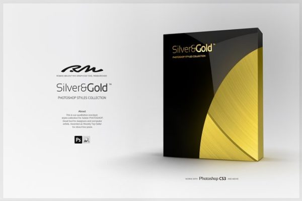 超级金色&银色金属图层样式设计素材模板合集 RM Silver & Gold