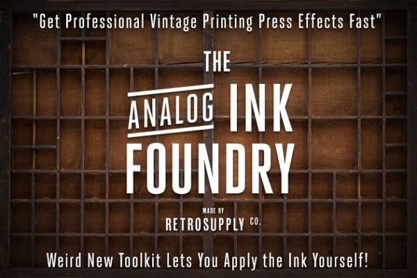 橡胶墨辊印刷效果图层样式设计素材模板 Analog Ink Foundry – PSD Print Kit