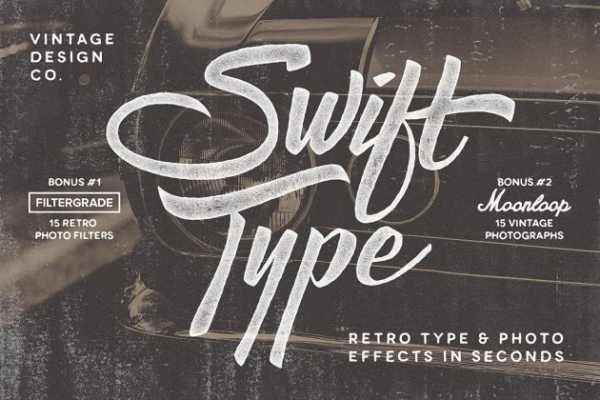 复古文本&照片效果图层样式设计素材模板 SwiftType. Retro Type & Photo PSD