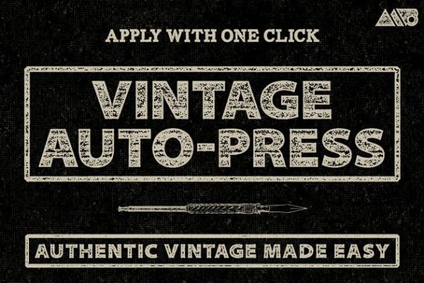复古怀旧自动印刷效果图层样式设计素材模板 Vintage Auto-Press