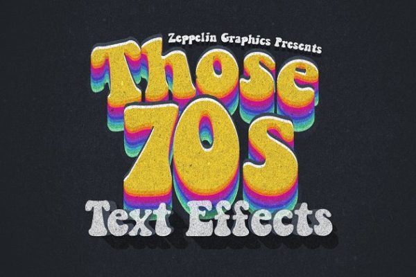70s年度复古风格文本样式图层 70s Text Effects for Photoshop