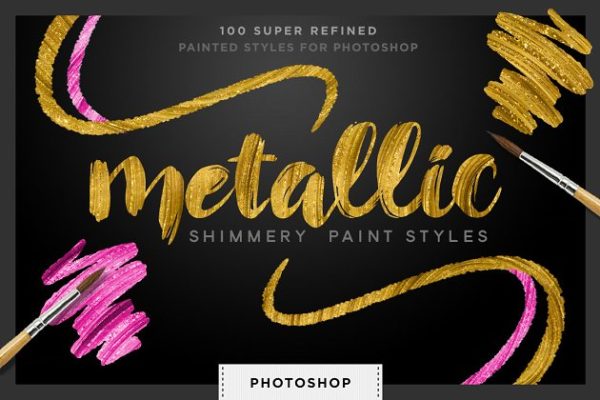 100种闪粉效果图层样式设计素材模板 Shimmery Gold Styles for Photoshop
