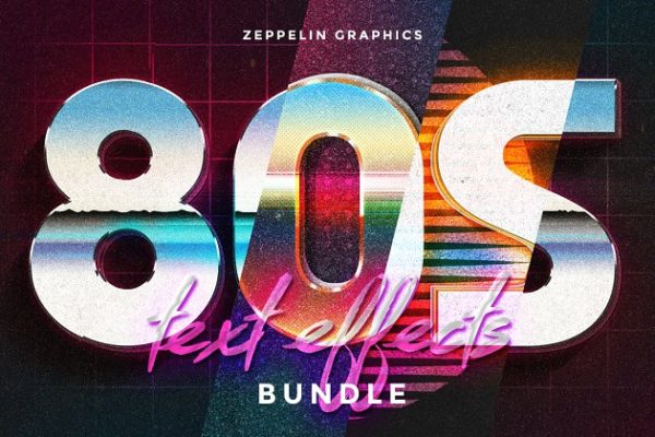 80s年代风格文本风格图层样式设计素材模板 80s Text Effects Minibundle