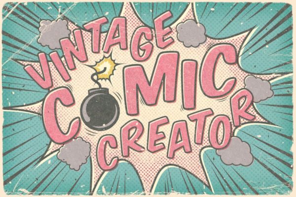 复古连环漫画印刷效果图层样式设计素材模板 Vintage Comic Creator