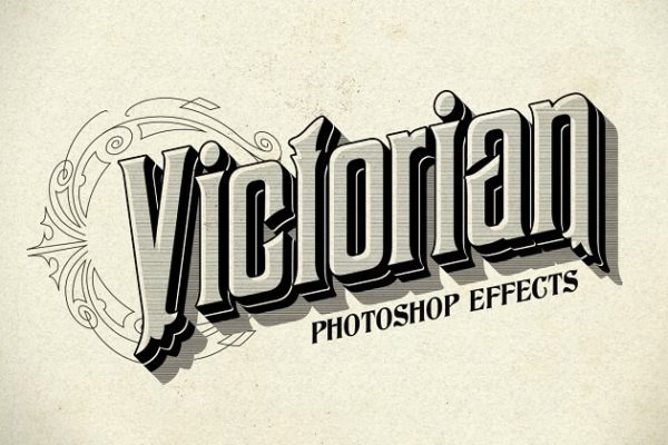 12种复刻十九世纪文本图层样式设计素材模板 Photoshop Victorian Styles