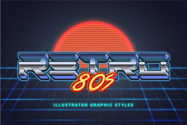 80年代复古文本图层样式设计素材模板 80s Retro Illustrator Styles