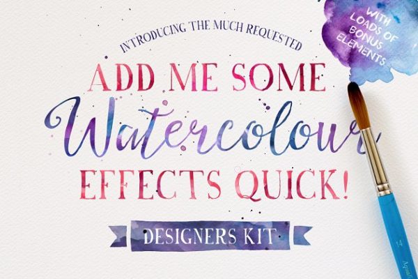 60款水彩效果图层样式设计素材模板 Add me some Watercolour Quick!