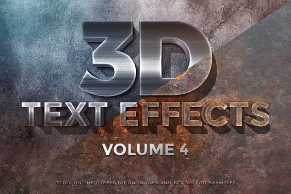 3D立体文本图层样式设计素材模板 3D Text Effects Vol.4