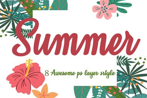 8款夏季风格3D文字的PS图层样式设计素材模板文件 Summer Text Effects v.5 [psd]