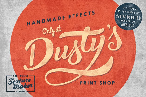 Old School 复古怀旧风格图层样式设计素材模板 Dusty’s Print Shop