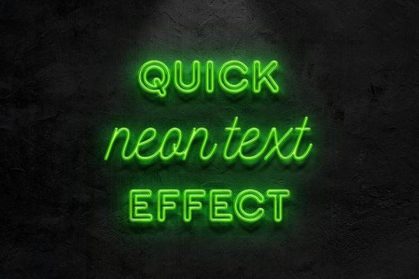 绿色逼真霓虹灯风格字体PS图层样式设计素材模板 Neon text effect