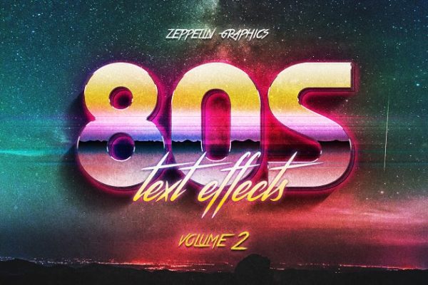 80s年代文本图层样式设计素材模板Vol.2 80s Text Effects Vol.2