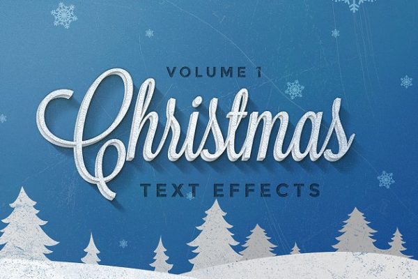 圣诞节主题文本图层样式设计素材模板v1 Christmas Text Effects Vol.1