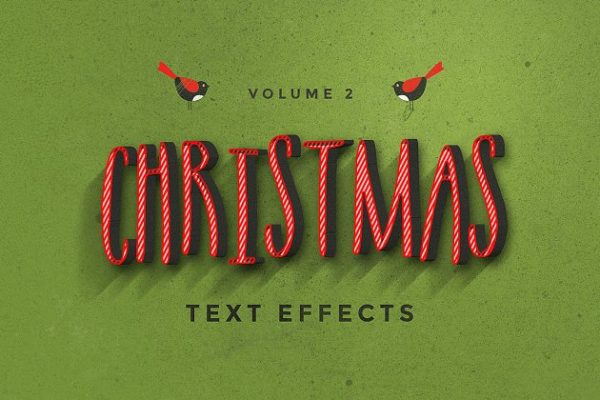 圣诞节主题设计字体图层样式设计素材模板v2 Christmas Text Effects Vol.2