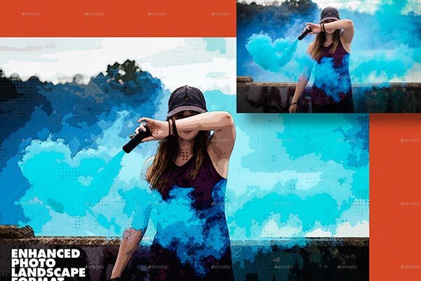 打造漫画插图效果的PhotoShop图层样式设计素材模板 Comic Illustration Photo Template [psd]