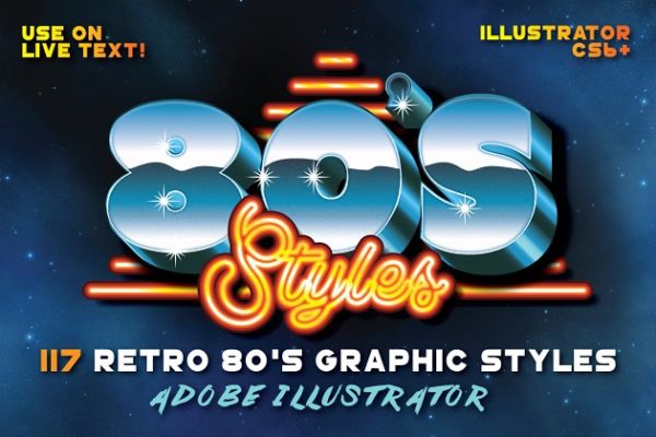 80年代复古文本图层样式设计素材模板 80’s Retro Graphic Styles