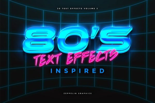 80年代文本图层样式设计素材模板 80s Text Effects