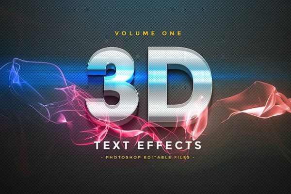 3D文字设计效果图层样式设计素材模板v1 3D Text Effects Vol.1