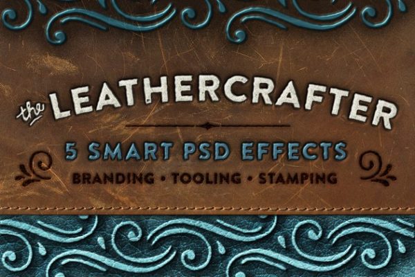 怀旧经典皮革真皮图层样式设计素材模板 The Leathercrafter – Smart PSD