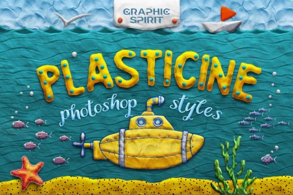 橡皮泥粘土艺术效果PS字体样式 PLASTICINE Art Photoshop Effects