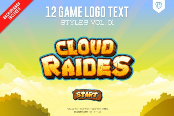 12种游戏主题AI文本样式for AI Game Logo Text Styles