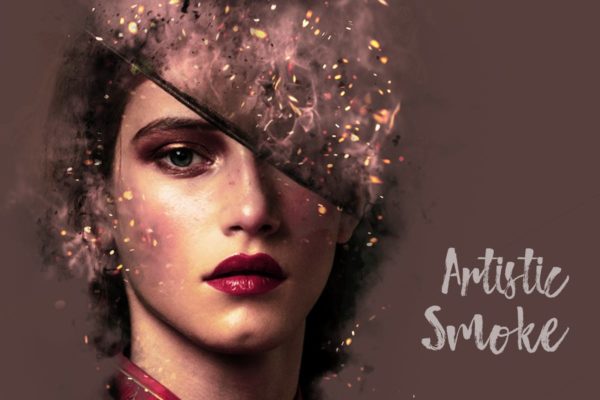 8款照片添加梦幻烟雾效果PSD分层设计素材模板 Artistic Smoke Portrait Psd Photo Effect Templates
