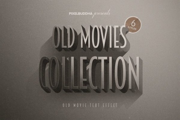 老电影3D立体字体特效PS图层样式设计素材模板 Old Movie Titles Collection