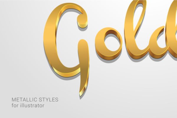3D金属质感字体特效AI图层样式设计素材模板 Metallic Styles for Illustrator