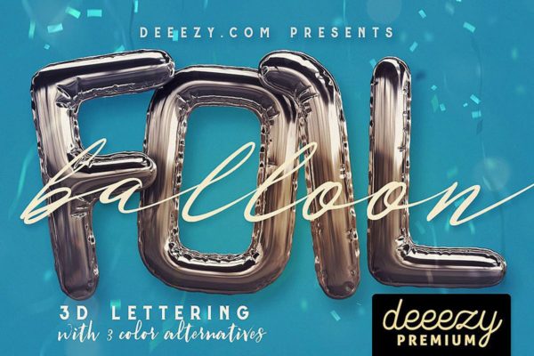 3D金箔气球字体样式PSD分层设计素材模板 Foil Balloon – 3D Lettering