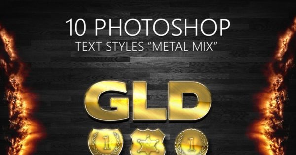 10个华丽金属质感划痕PS字体样式 10 Photoshop Styles “METAL MIX”