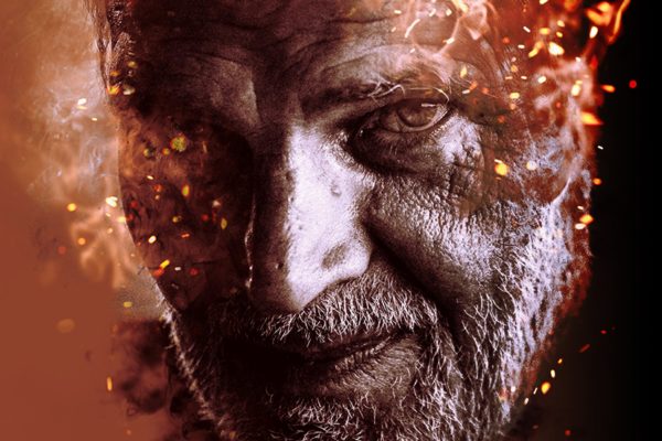 炫酷人像照片燃烧特效处理PSD图层样式设计素材模板 Burning Fire Photo Effect