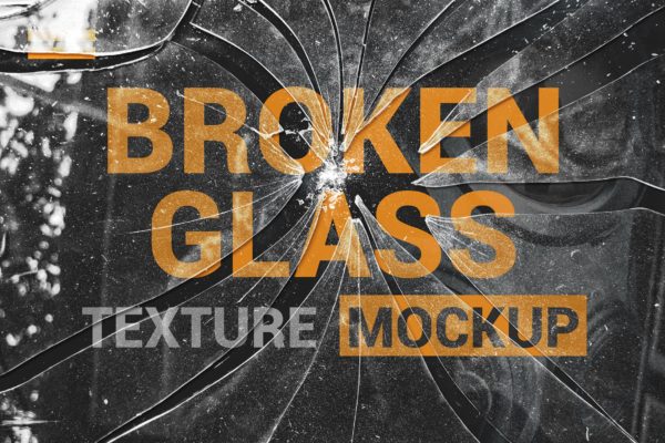 破碎玻璃效果PS图层样式设计素材模板PSD分层设计素材模板 Broken Glass Texture Mockup