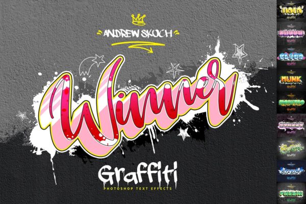 街头涂鸦文字效果PSD分层设计素材模板v3 Graffiti Text Effects Vol.3