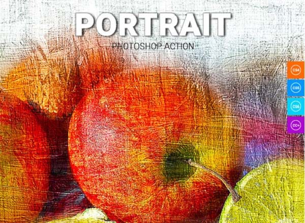 逼真油画纹理效果PS动作工具模板 Portrait Photoshop Action