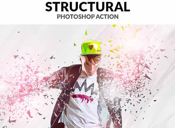冲击力极强的人物动感碎片化PS动作工具模板 Structural Photoshop Action