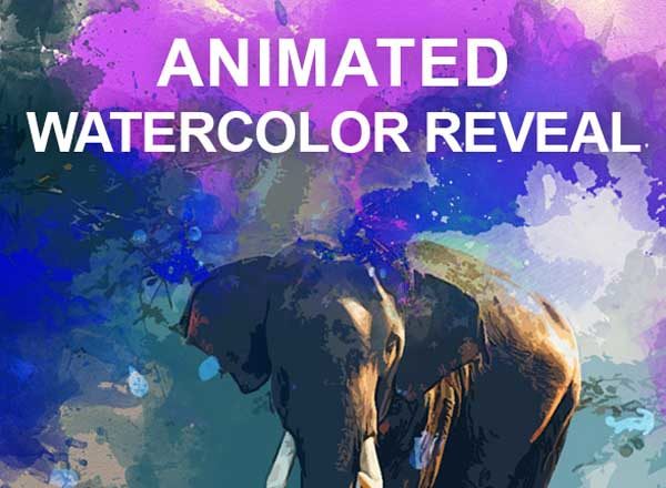 超酷动画水彩效果PS动作工具模板 Animated Watercolor Reveal Photoshop Action