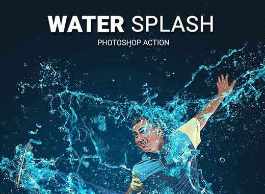 酷炫的动感水花喷溅PS动作工具模板下载 Water Splash Photoshop Action