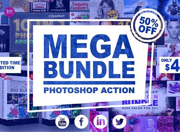 炫酷震撼漂亮PS动作工具模板大合集 Mega Bundle Photoshop Action