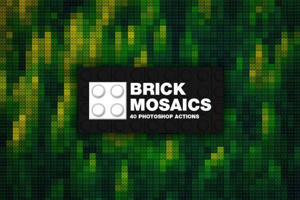 40款马赛克效果PS动作工具模板 40 Brick Mosaics Actions
