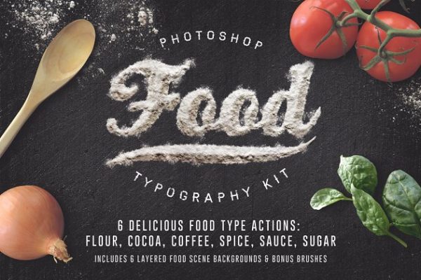 各种食材及食物配料文本特效PS动作工具模板 Food Typography PSD Actions