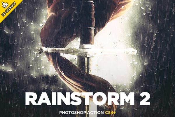 一款打造暴雨特效的PS动作工具模板下载 Rainstorm 2 CS4+ Photoshop Action [atn]