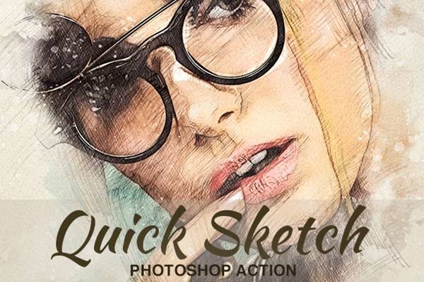高品质速写效果的PS动作工具模板下载 Quick Sketch Photoshop Action [atn]