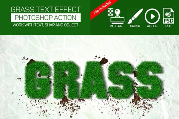 真实草坪效果的PS动作工具模板下载 Realistic Grass Effect Action [atn,psd]