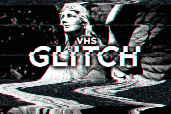 录像毛刺信号故障照片效果处理PS动作工具模板 VHS Glitch Effects for Photoshop