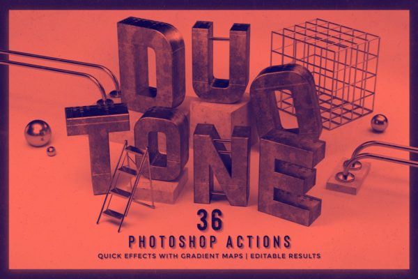 双色调照片调色PS动作工具模板 Duotone Photoshop Actions