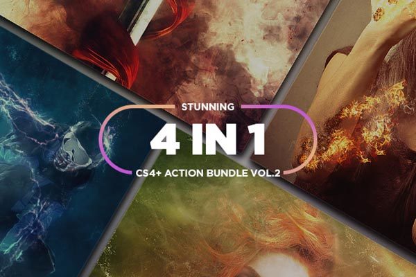 4套梦幻魔法特效的PS动作工具模板合辑 4 in 1 Stunning Bundle vol.2 [atn]