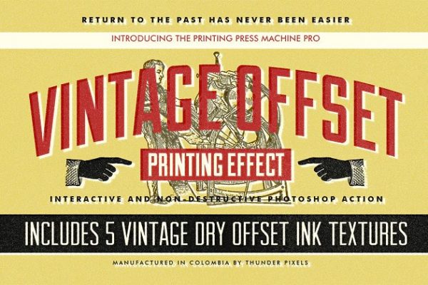 复古胶印效果PS动作工具模板套件 Vintage Offset Printing Effects Kit
