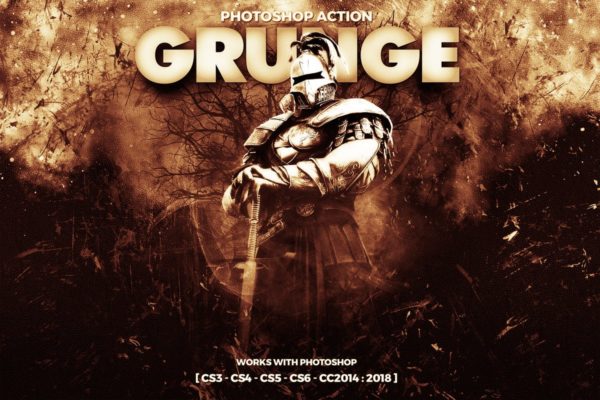 史诗电影胶片特效照片效果PS动作工具模板 Grunge Photoshop Action