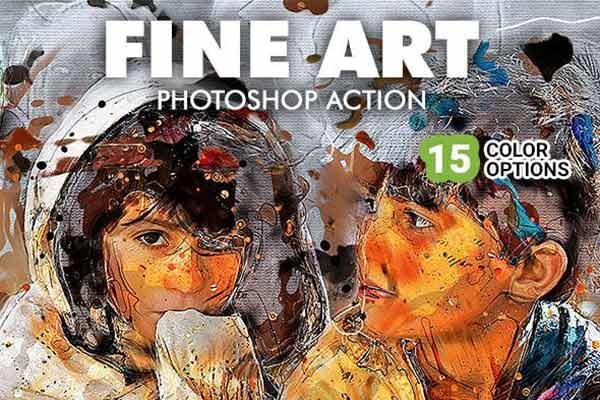 抽象派水彩艺术效果的PS动作工具模板 Fine Art Photoshop Action [atn]